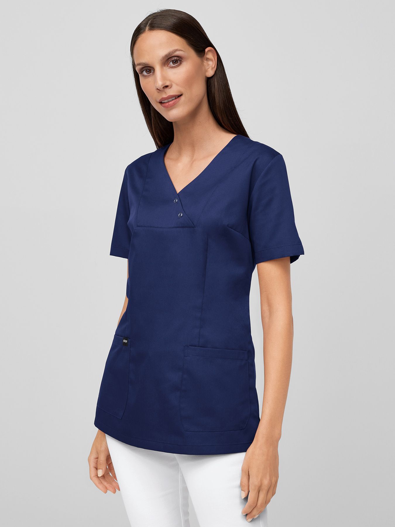 Damebluse LAMIA m/v-hals og trykknapper