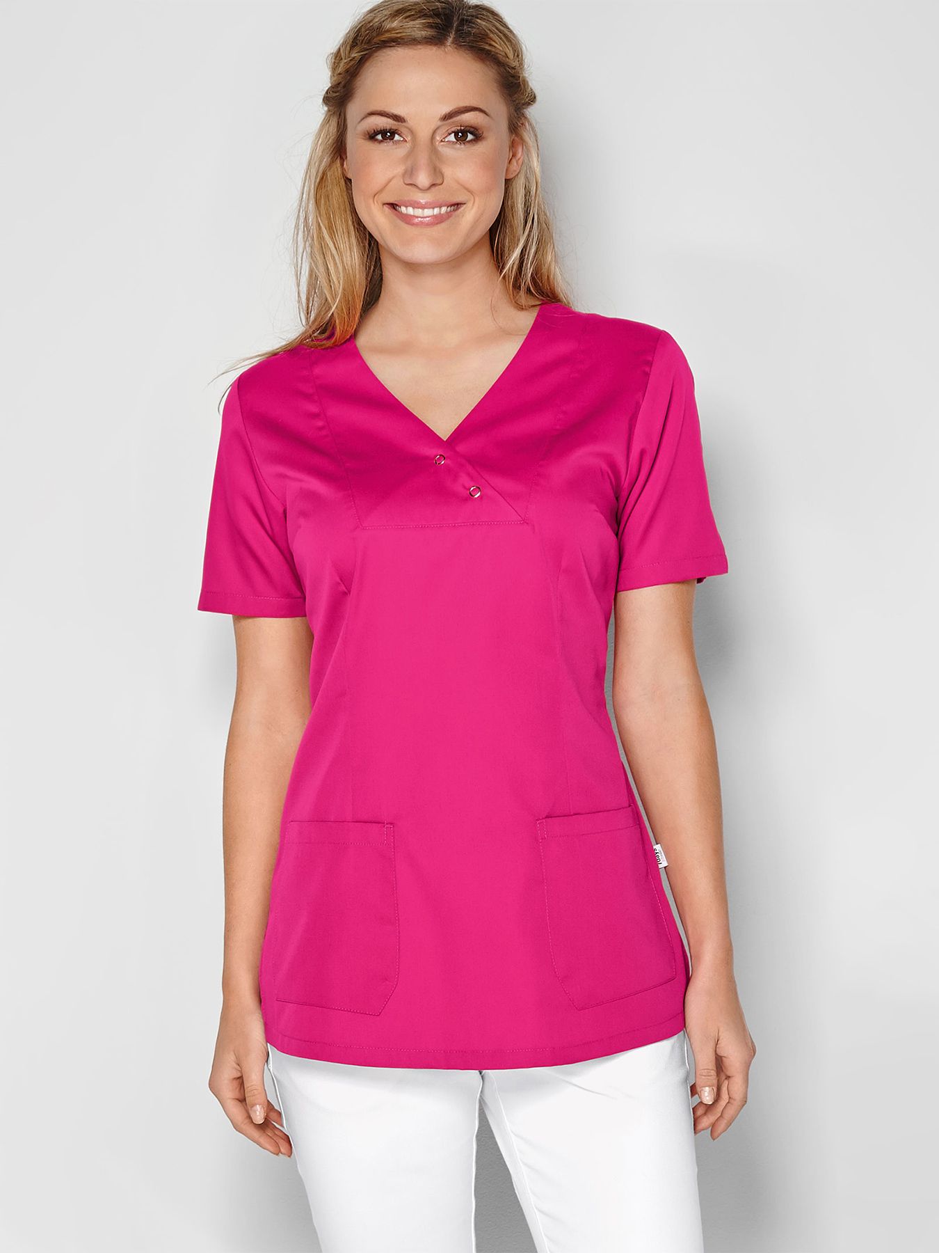 Damebluse LAMIA m/v-hals og trykknapper