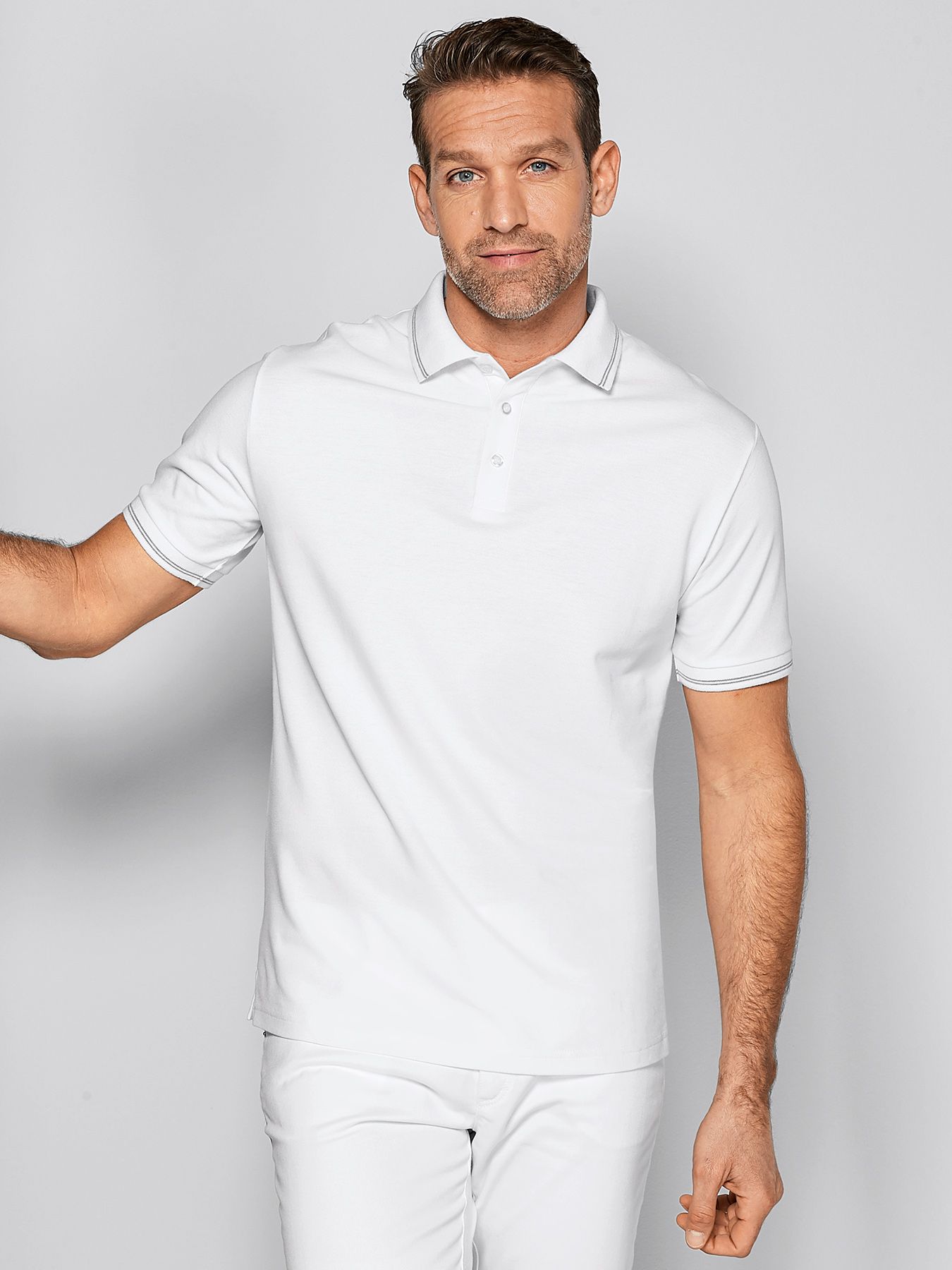 Unisex polo piqué - med kontraststriber