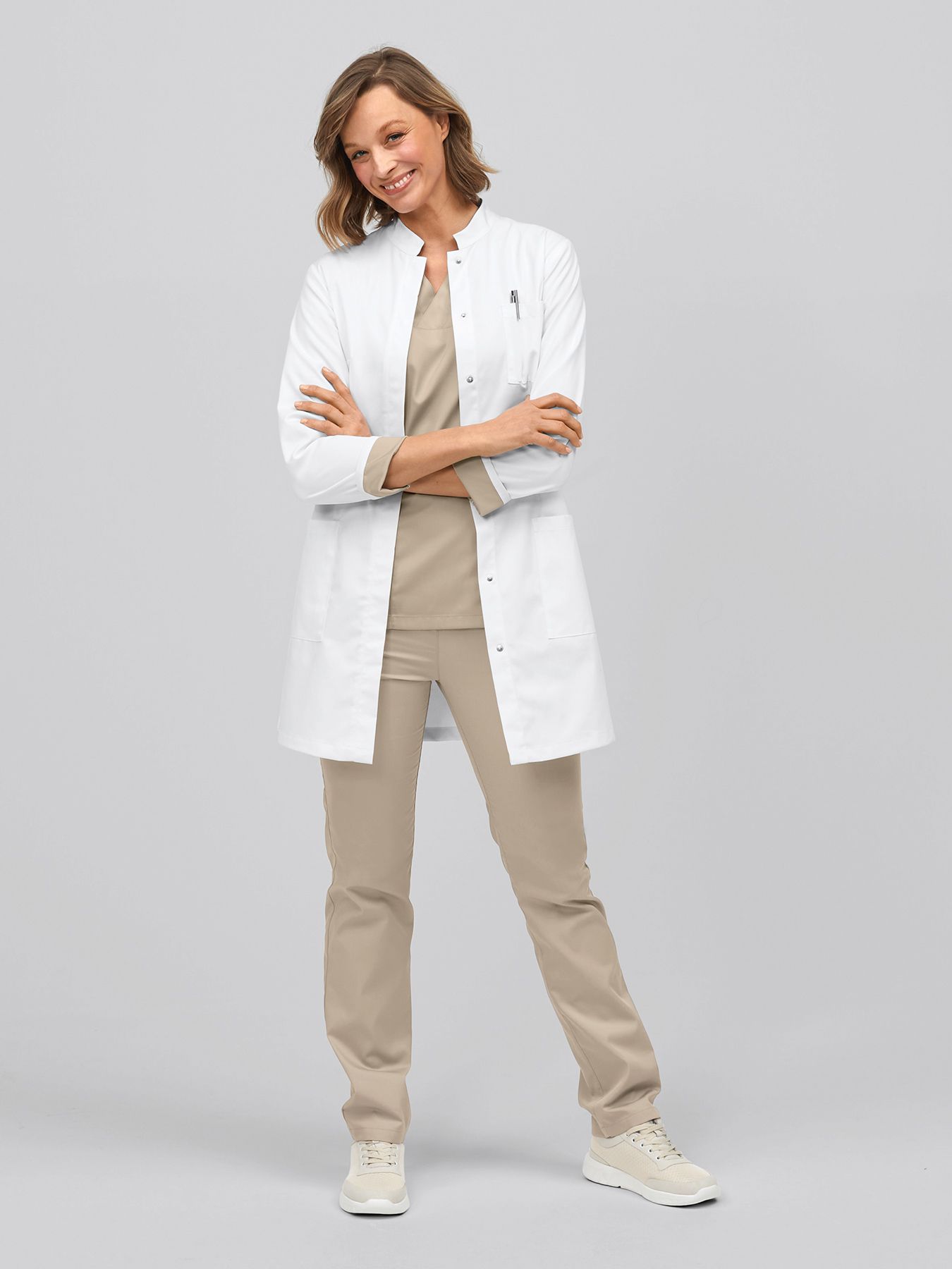 Damekittel ATESSA med kontrast-detaljer