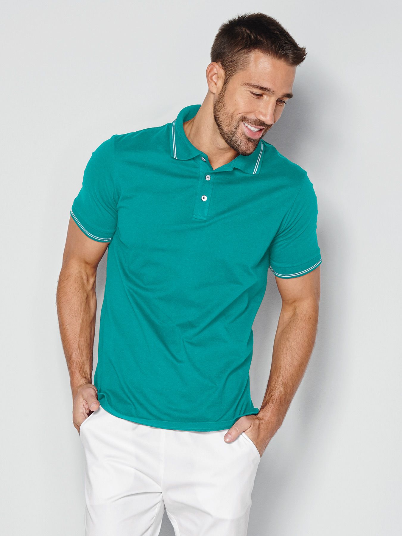 Unisex polo piqué - med kontraststriber