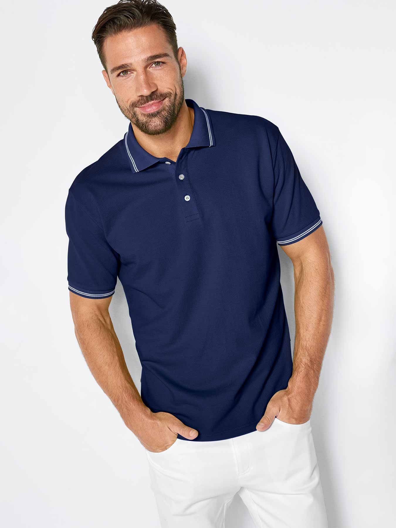 Unisex polo piqué - med kontraststriber